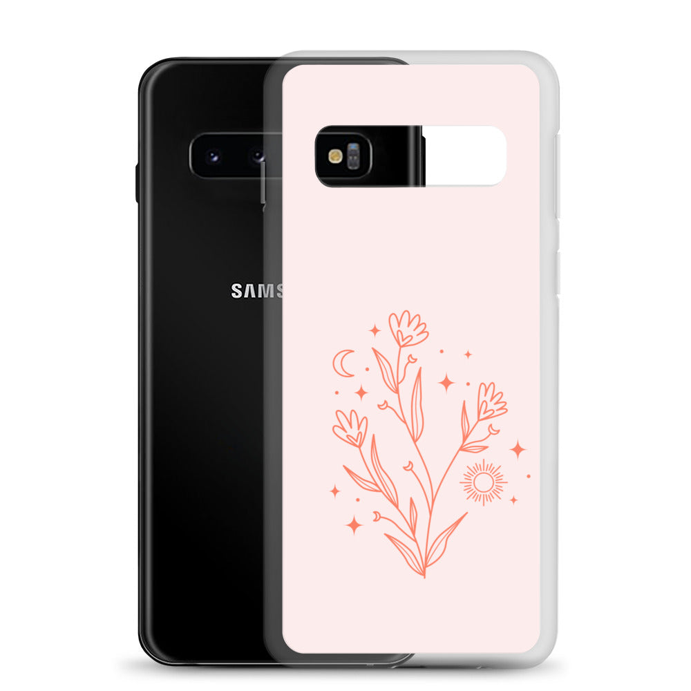 Abstract Samsung phone case pink flower