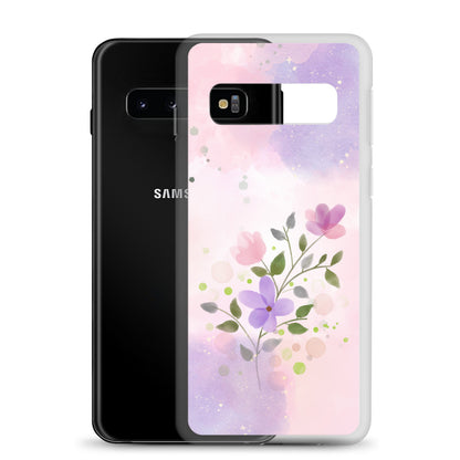 Abstract Samsung phone case flowers on pink and violet Bg