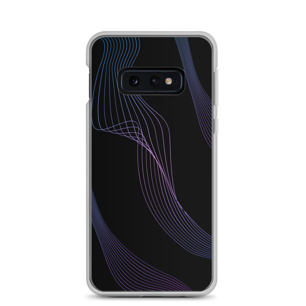 Abstract Samsung phone case black with blue/pink lines