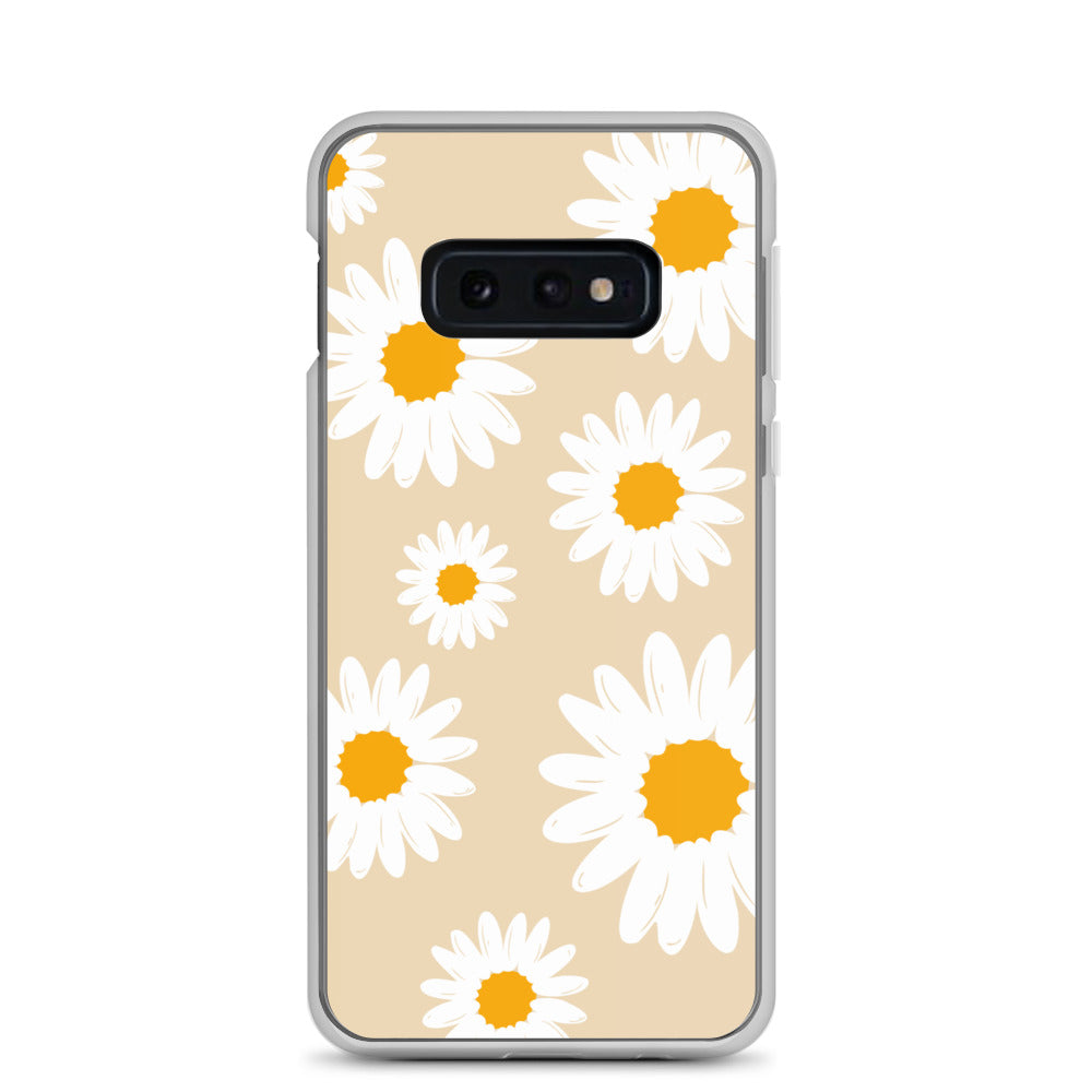 Abstract Samsung phone case daisies with sand colour