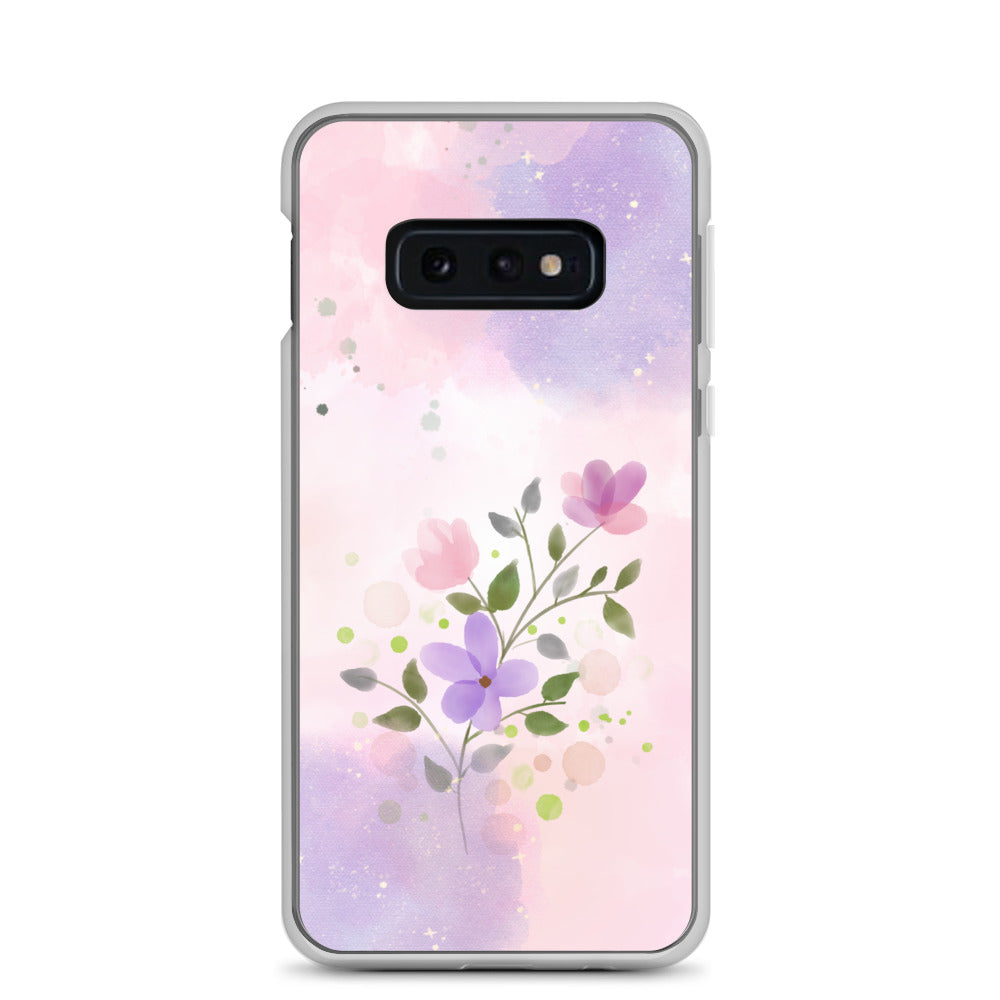 Abstract Samsung phone case flowers on pink and violet Bg