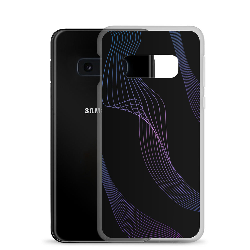 Abstract Samsung phone case black with blue/pink lines