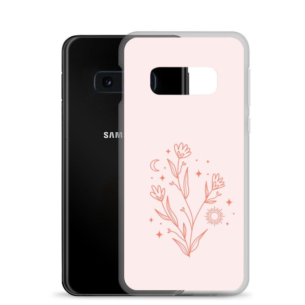 Abstract Samsung phone case pink flower