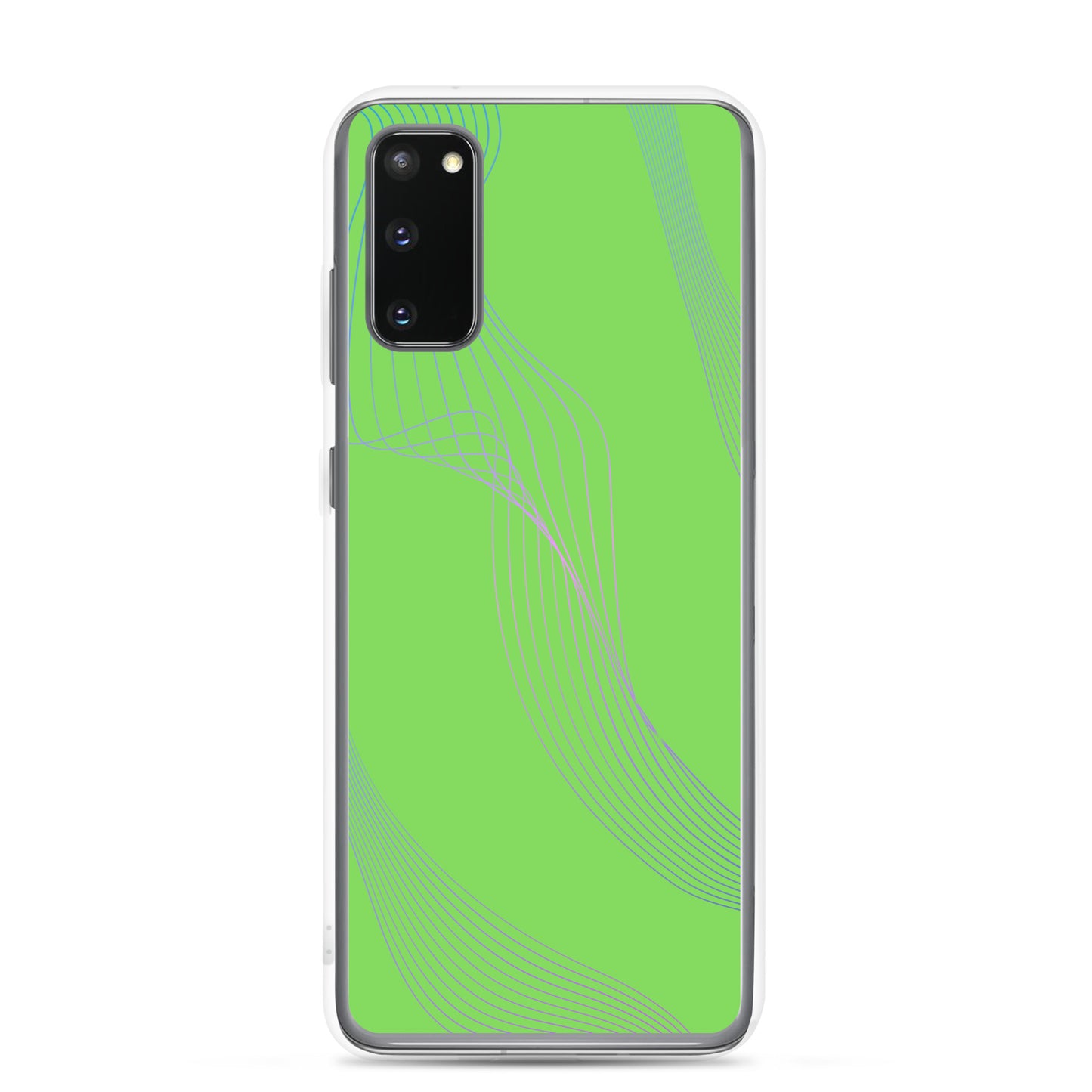 Abstract Samsung phone case lime green with blue and pink lines