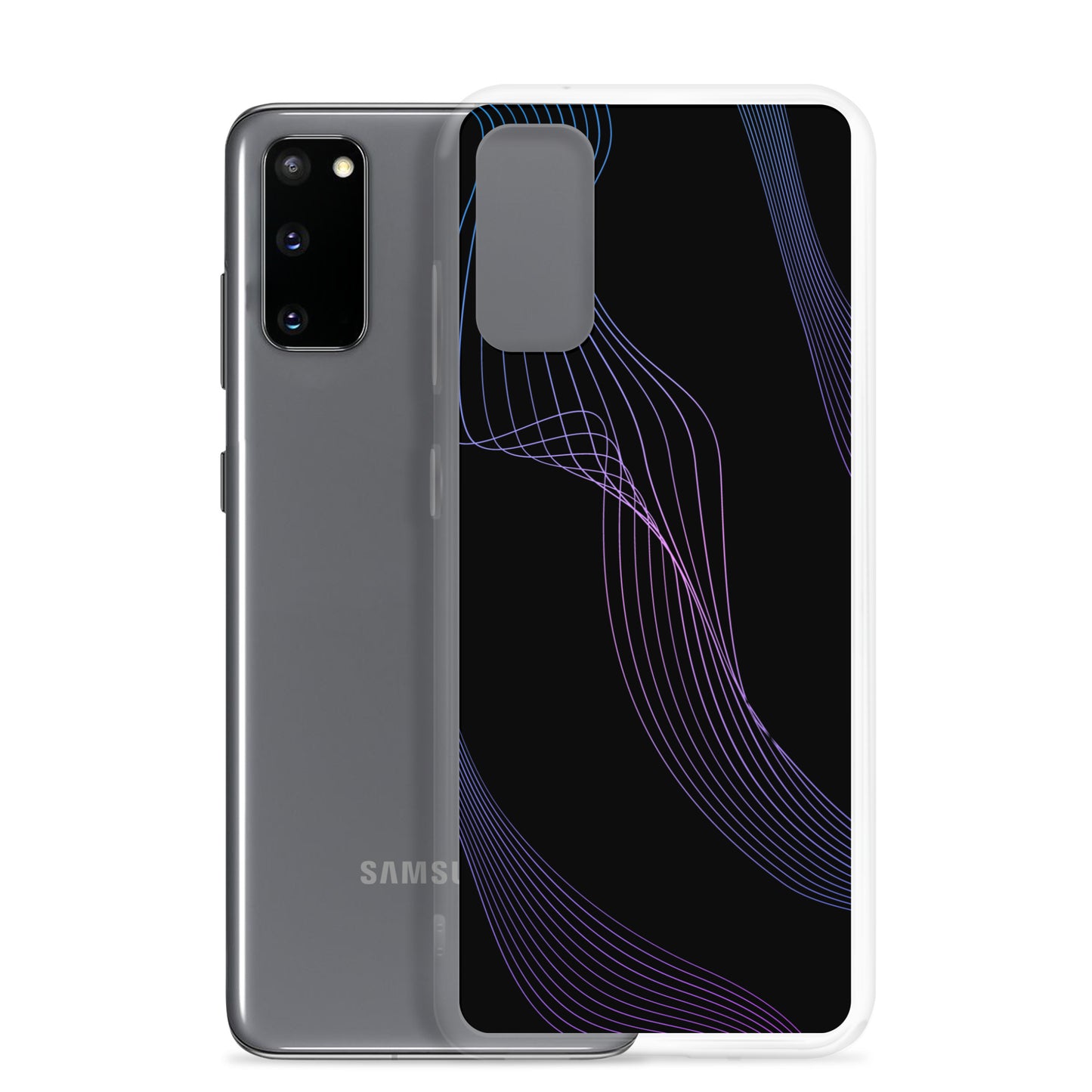 Abstract Samsung phone case black with blue/pink lines