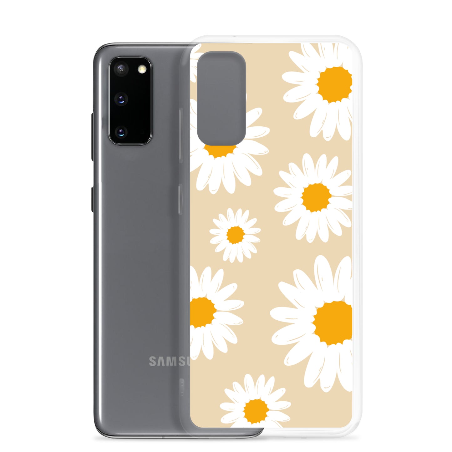 Abstract Samsung phone case daisies with sand colour