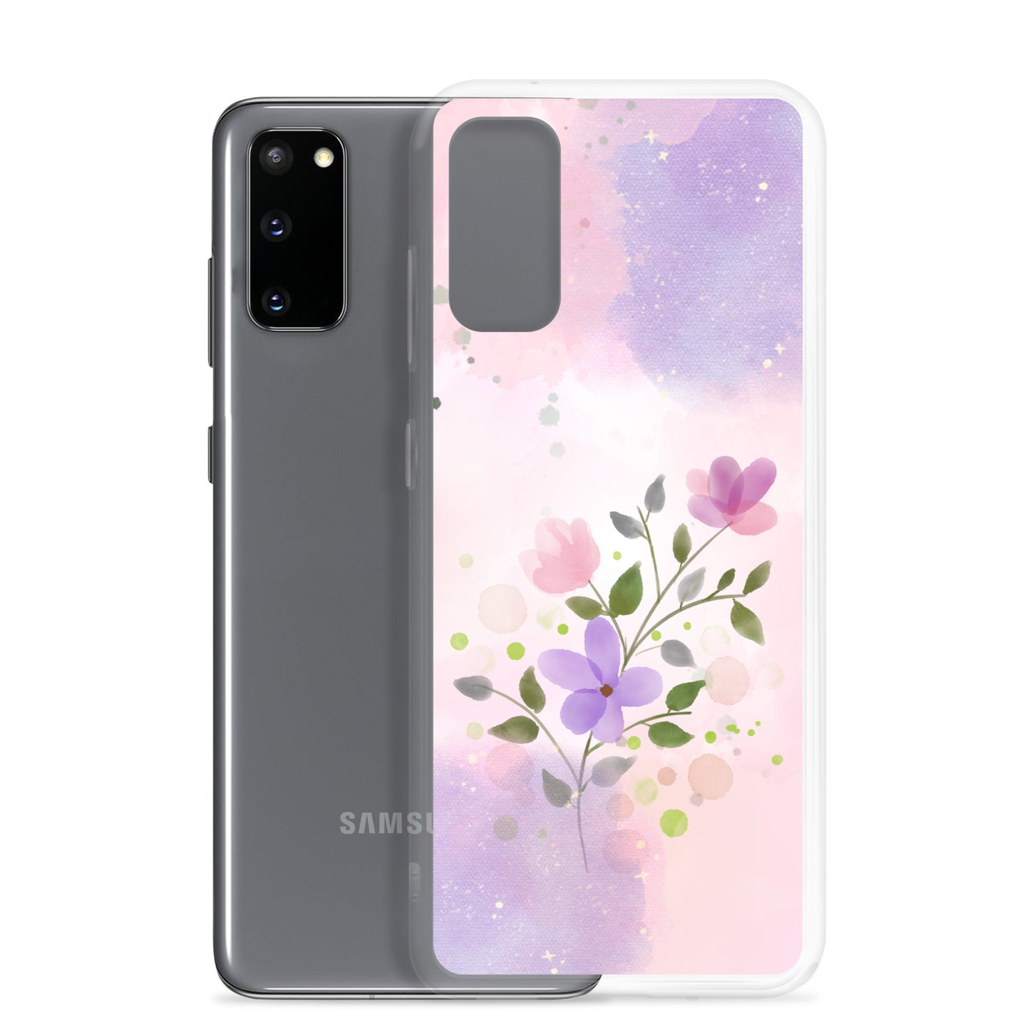 Abstract Samsung phone case flowers on pink and violet Bg