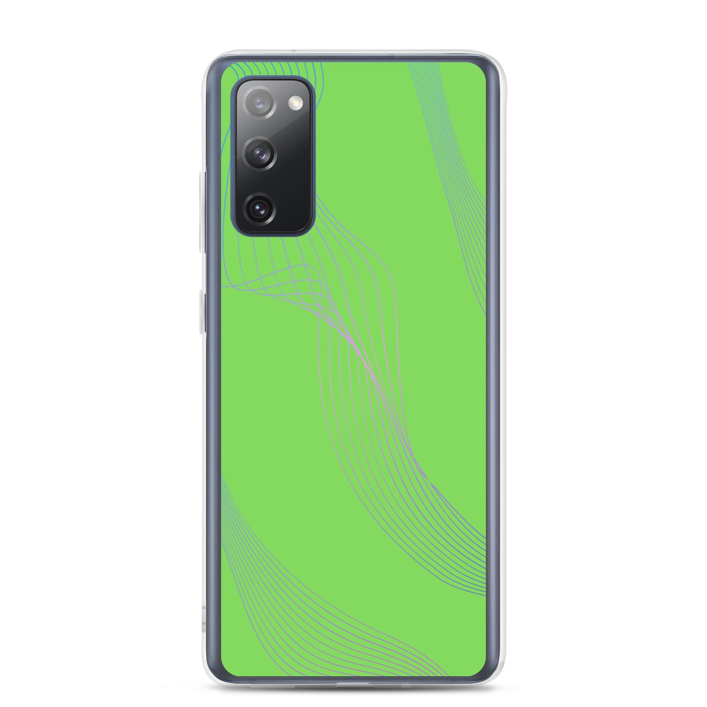 Abstract Samsung phone case lime green with blue and pink lines