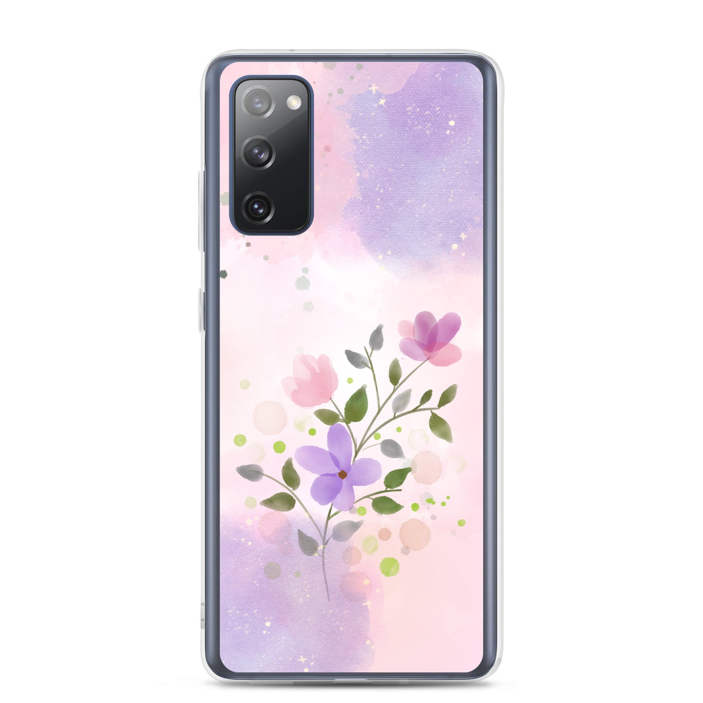 Abstract Samsung phone case flowers on pink and violet Bg