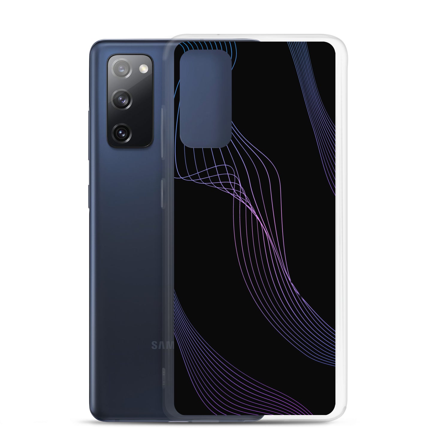 Abstract Samsung phone case black with blue/pink lines