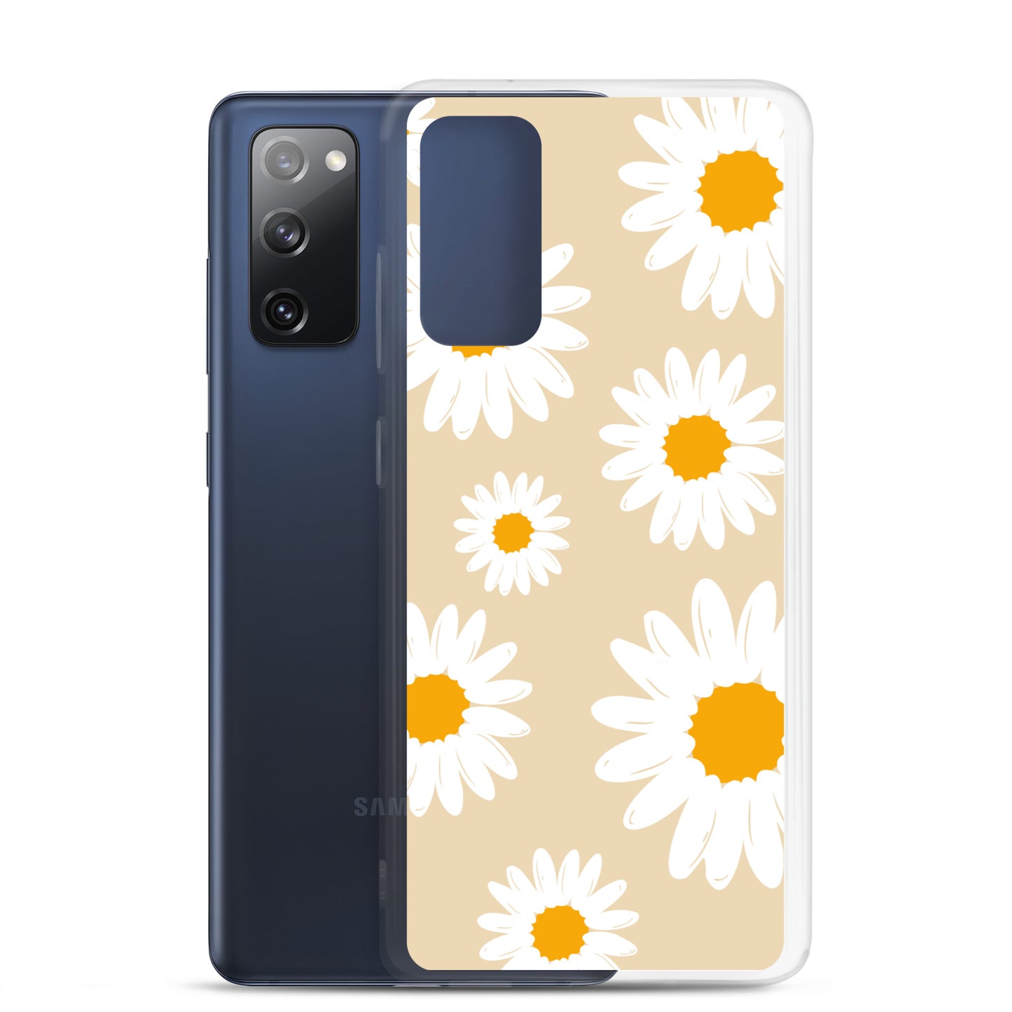 Abstract Samsung phone case daisies with sand colour