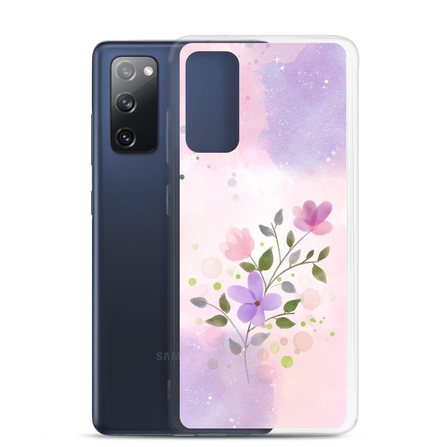 Abstract Samsung phone case flowers on pink and violet Bg