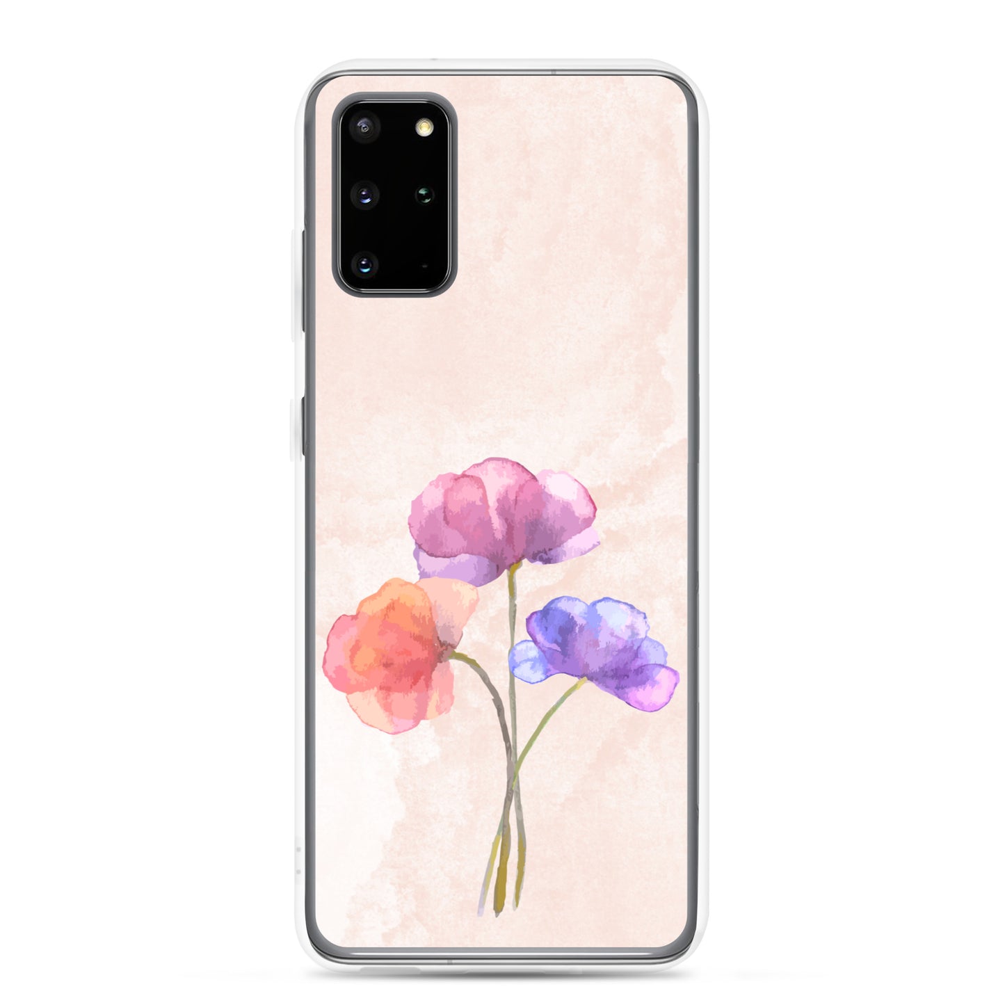 Abstract Samsung phone case 3 flowers on light pink Bg