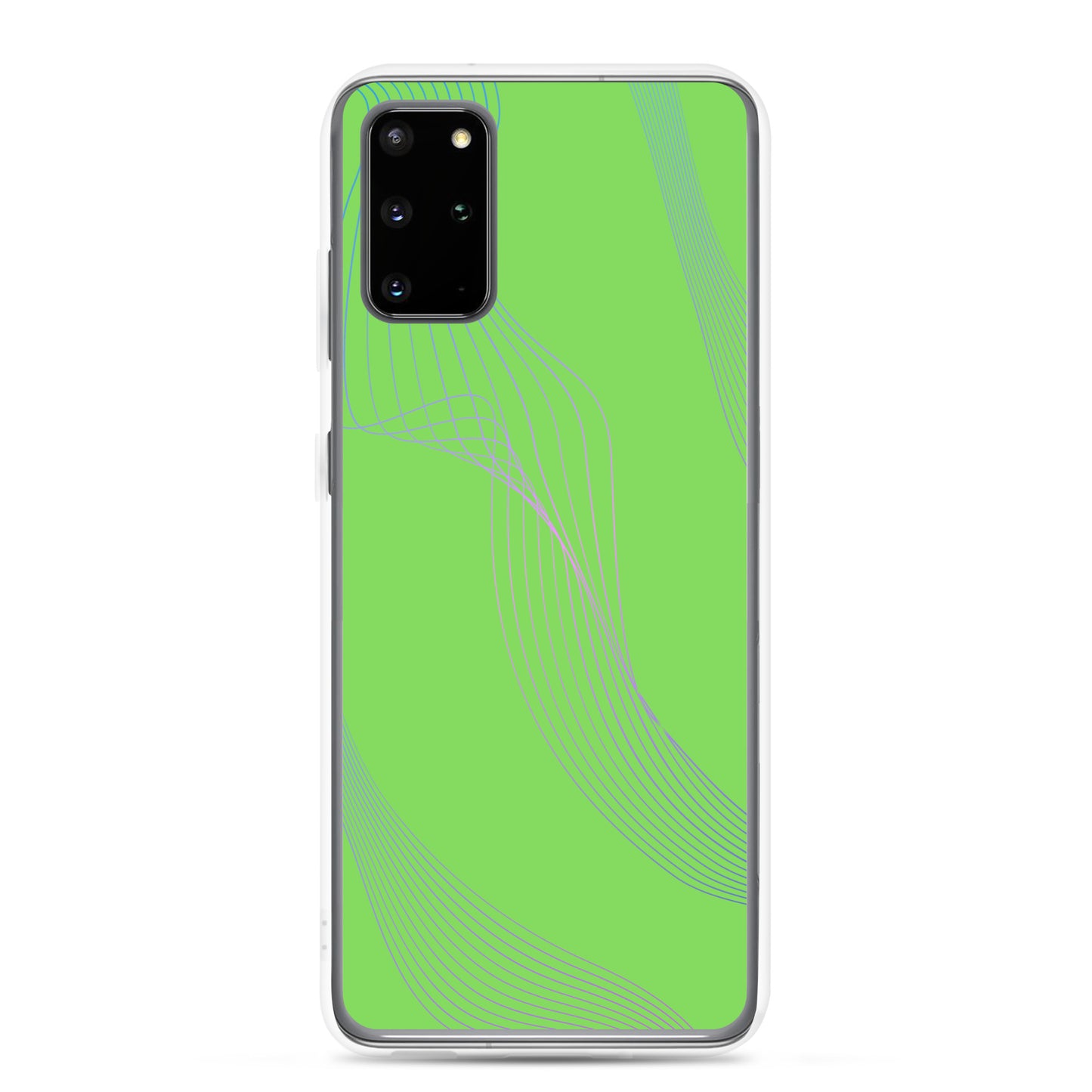 Abstract Samsung phone case lime green with blue and pink lines