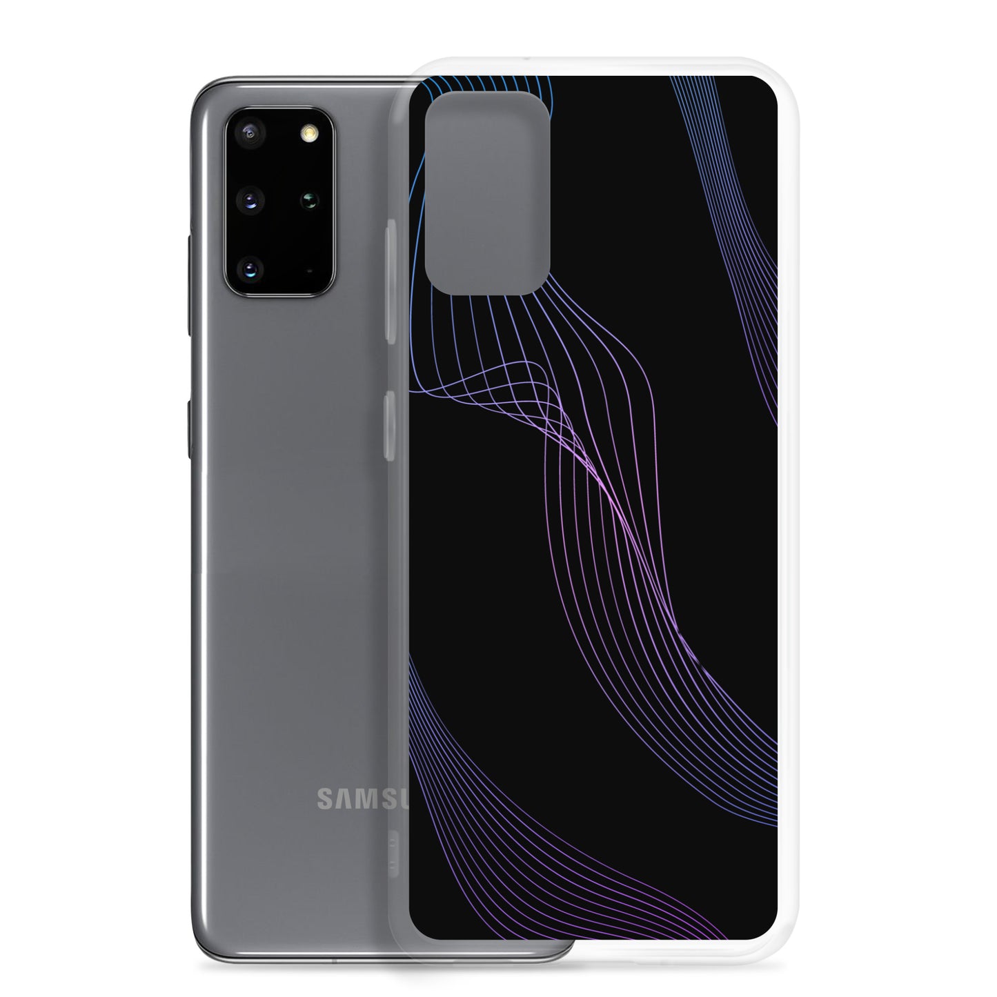 Abstract Samsung phone case black with blue/pink lines