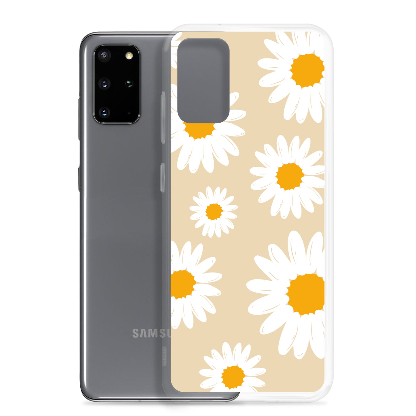 Abstract Samsung phone case daisies with sand colour