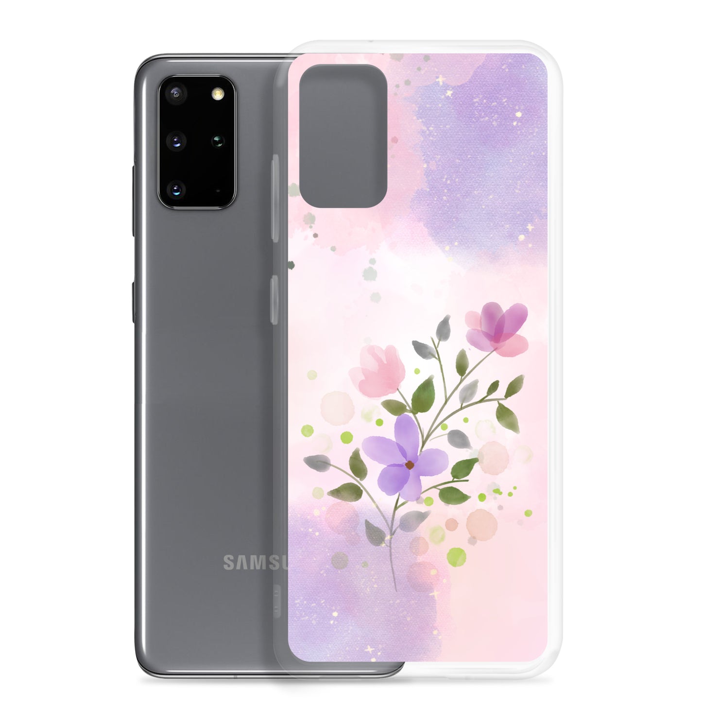 Abstract Samsung phone case flowers on pink and violet Bg