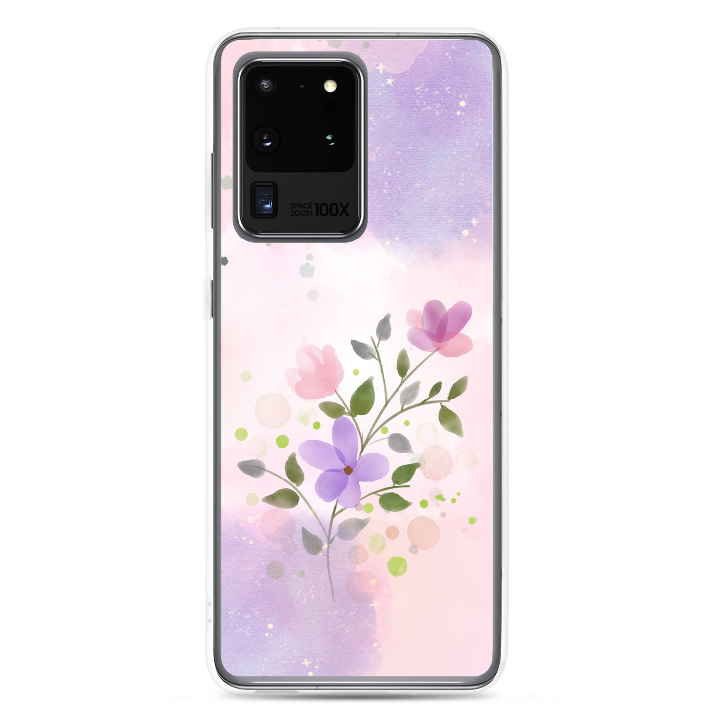 Abstract Samsung phone case flowers on pink and violet Bg