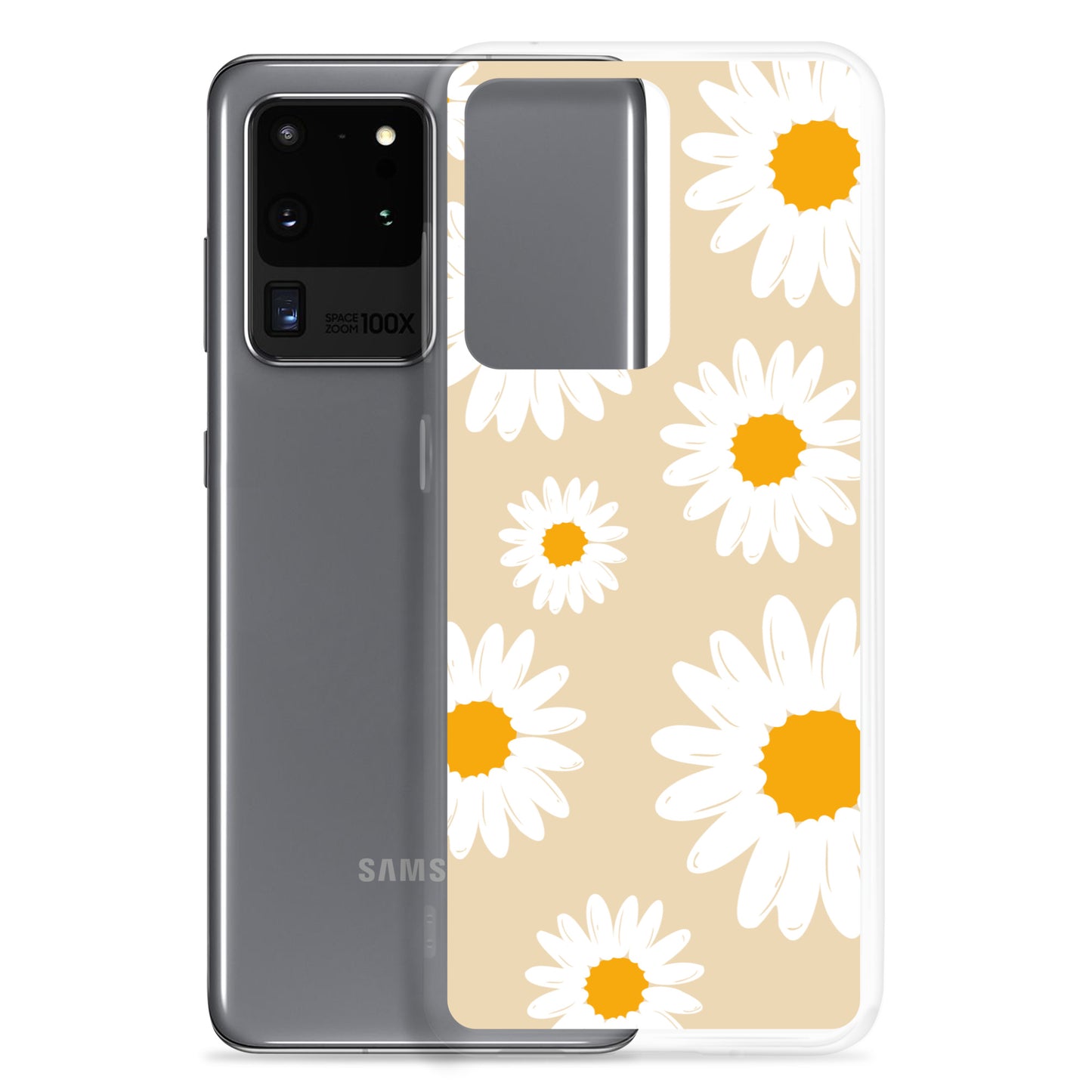 Abstract Samsung phone case daisies with sand colour