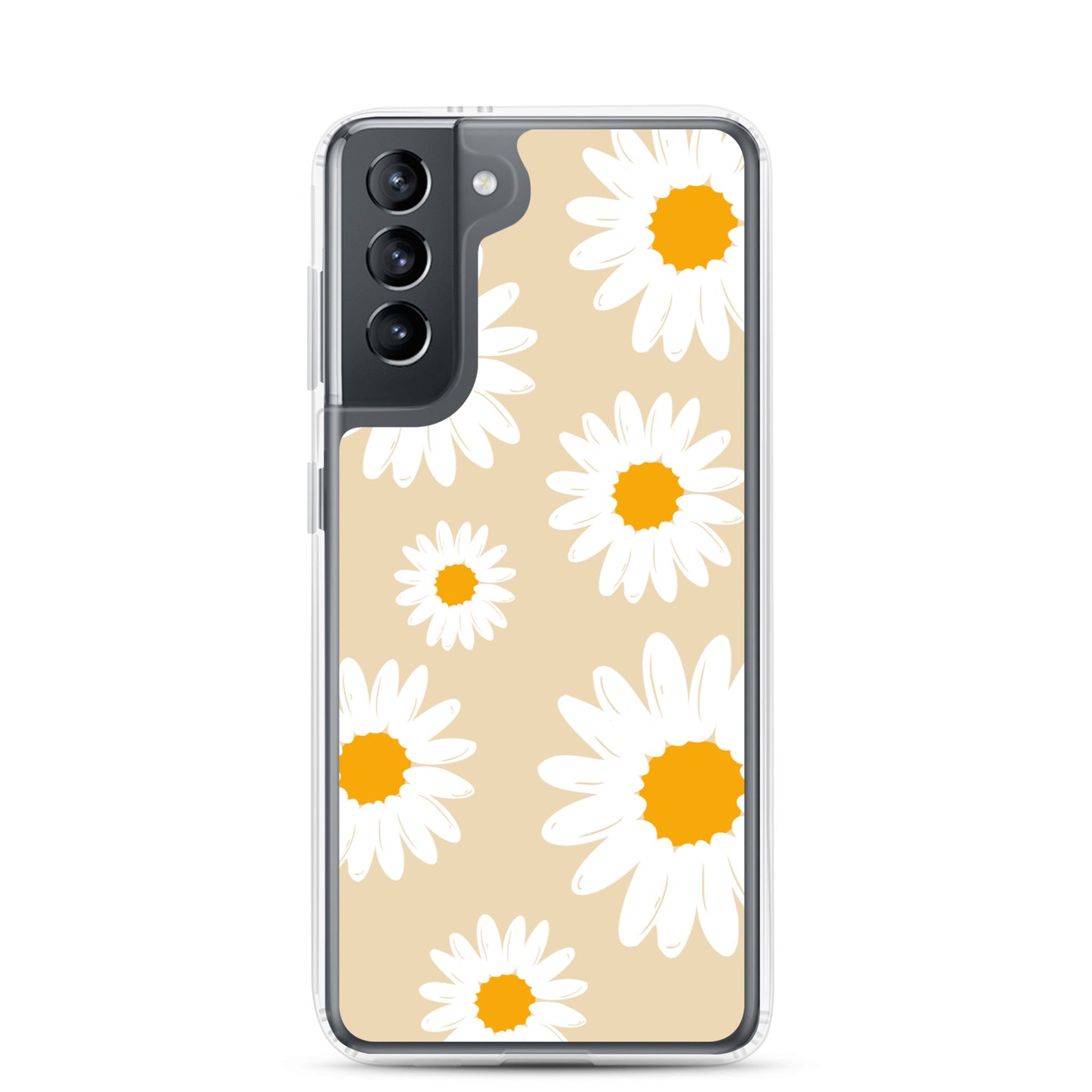 Abstract Samsung phone case daisies with sand colour