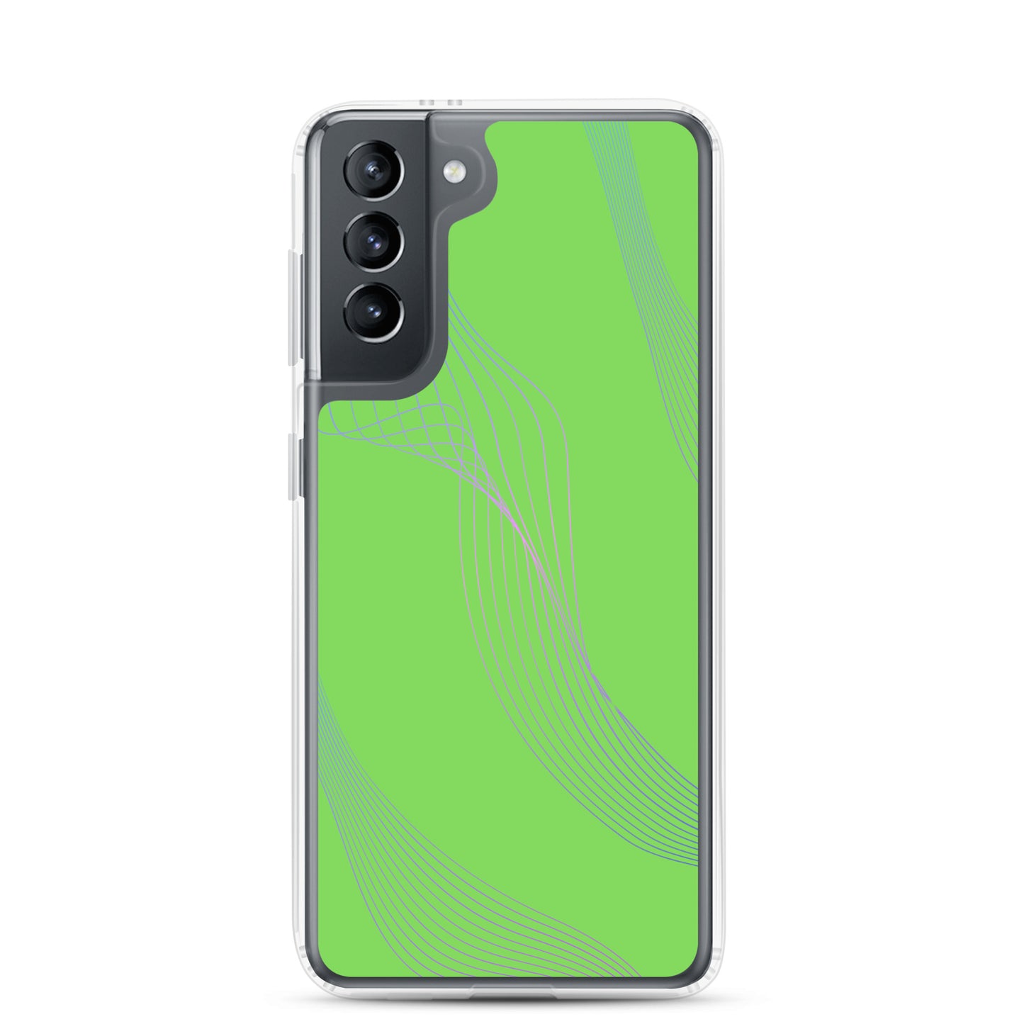 Abstract Samsung phone case lime green with blue and pink lines