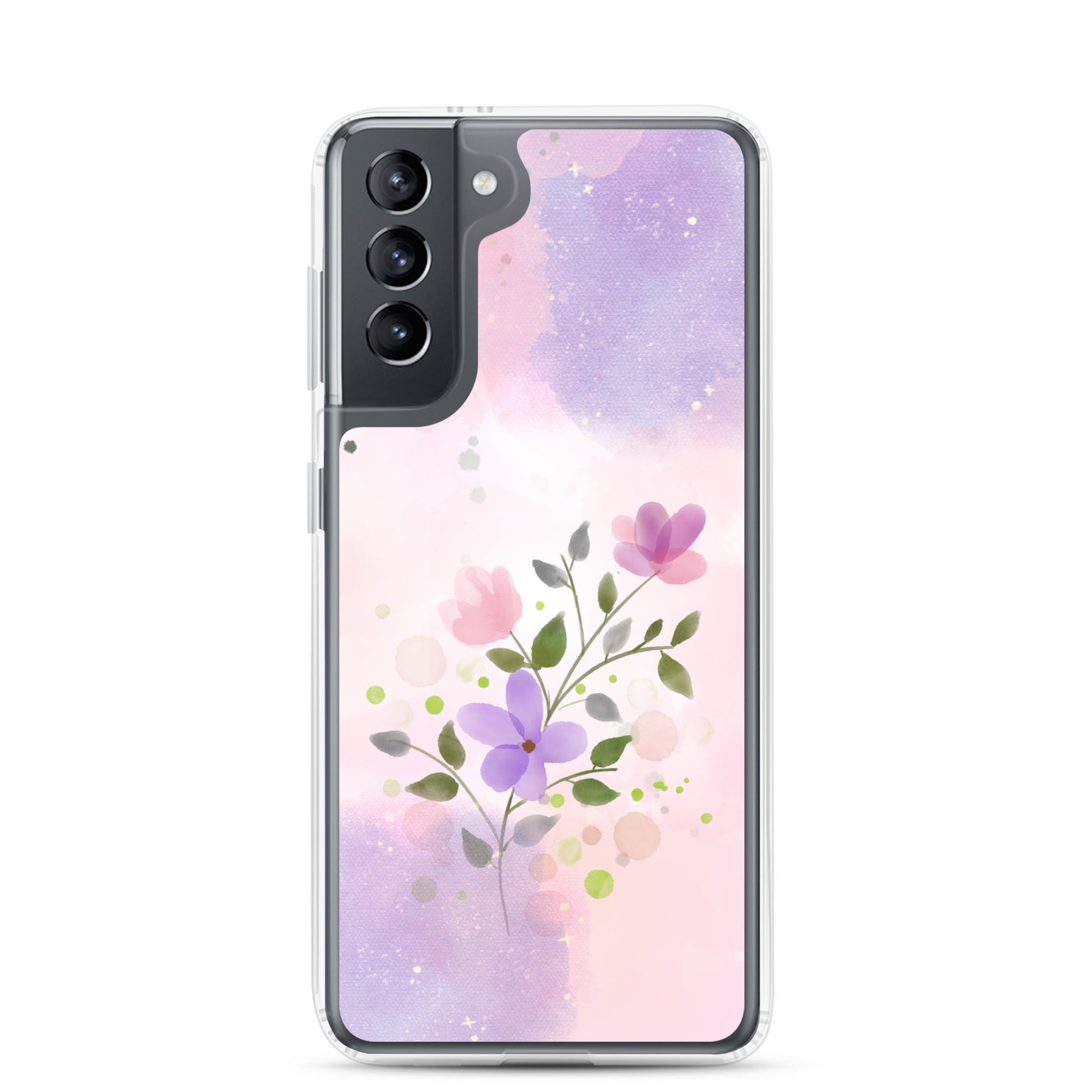 Abstract Samsung phone case flowers on pink and violet Bg