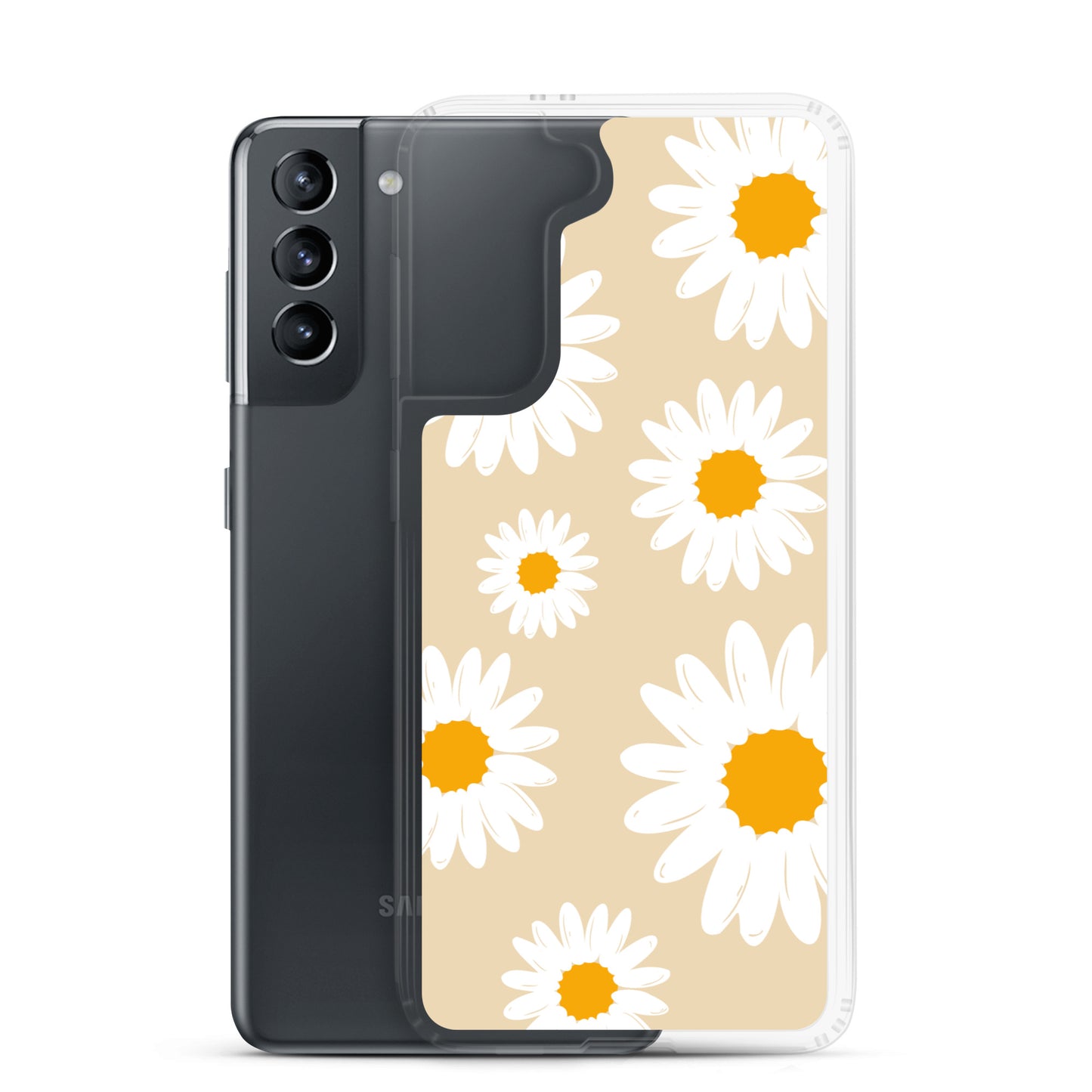 Abstract Samsung phone case daisies with sand colour