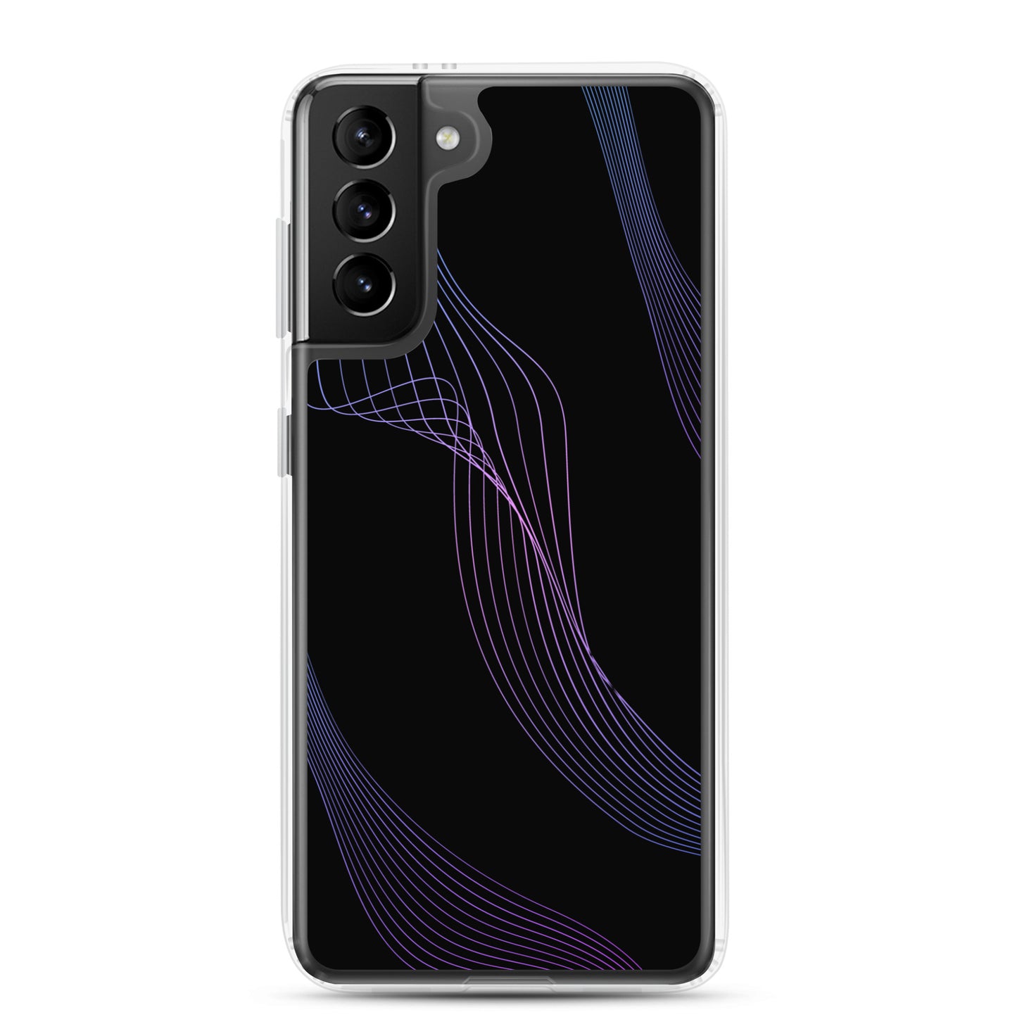 Abstract Samsung phone case black with blue/pink lines