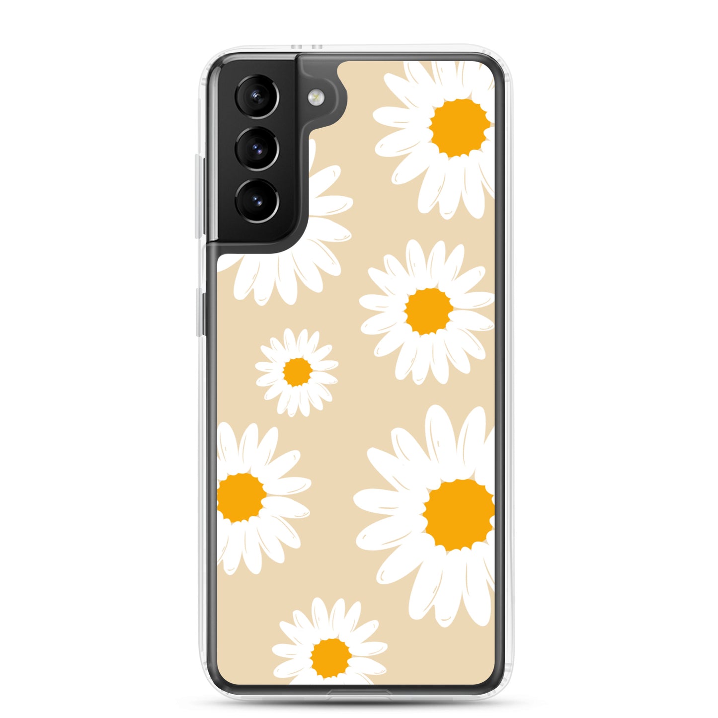 Abstract Samsung phone case daisies with sand colour