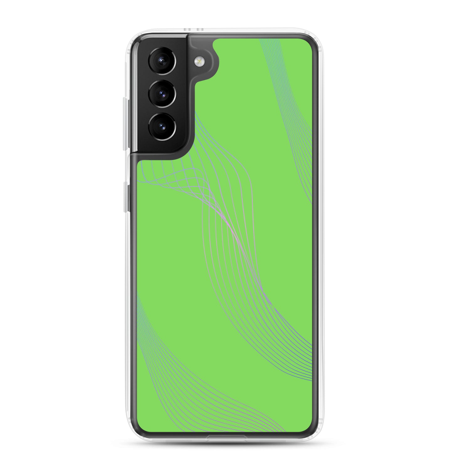 Abstract Samsung phone case lime green with blue and pink lines