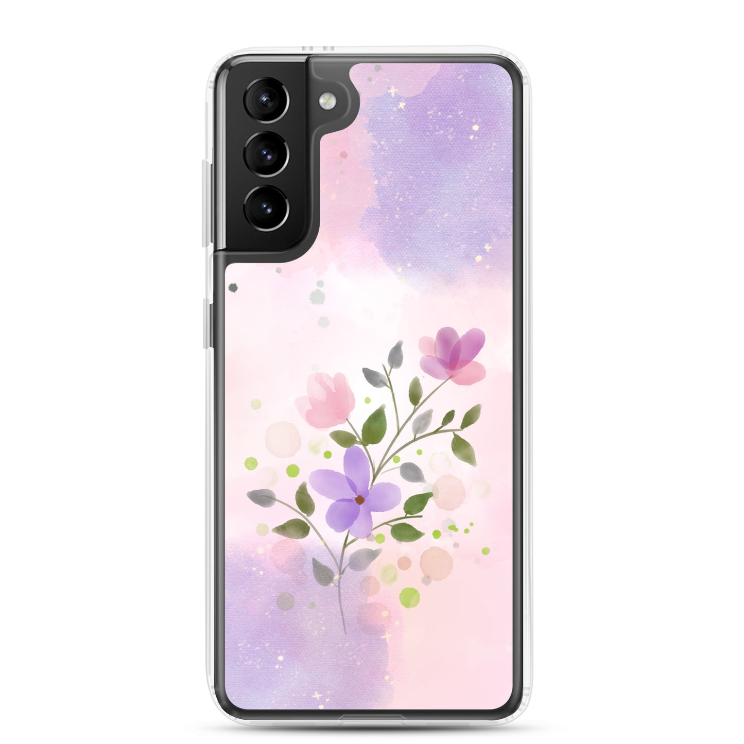 Abstract Samsung phone case flowers on pink and violet Bg