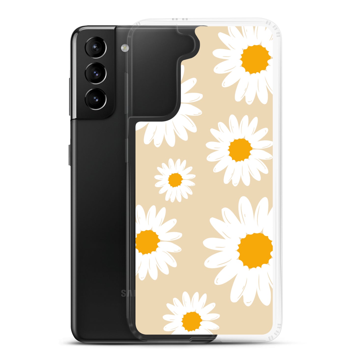 Abstract Samsung phone case daisies with sand colour