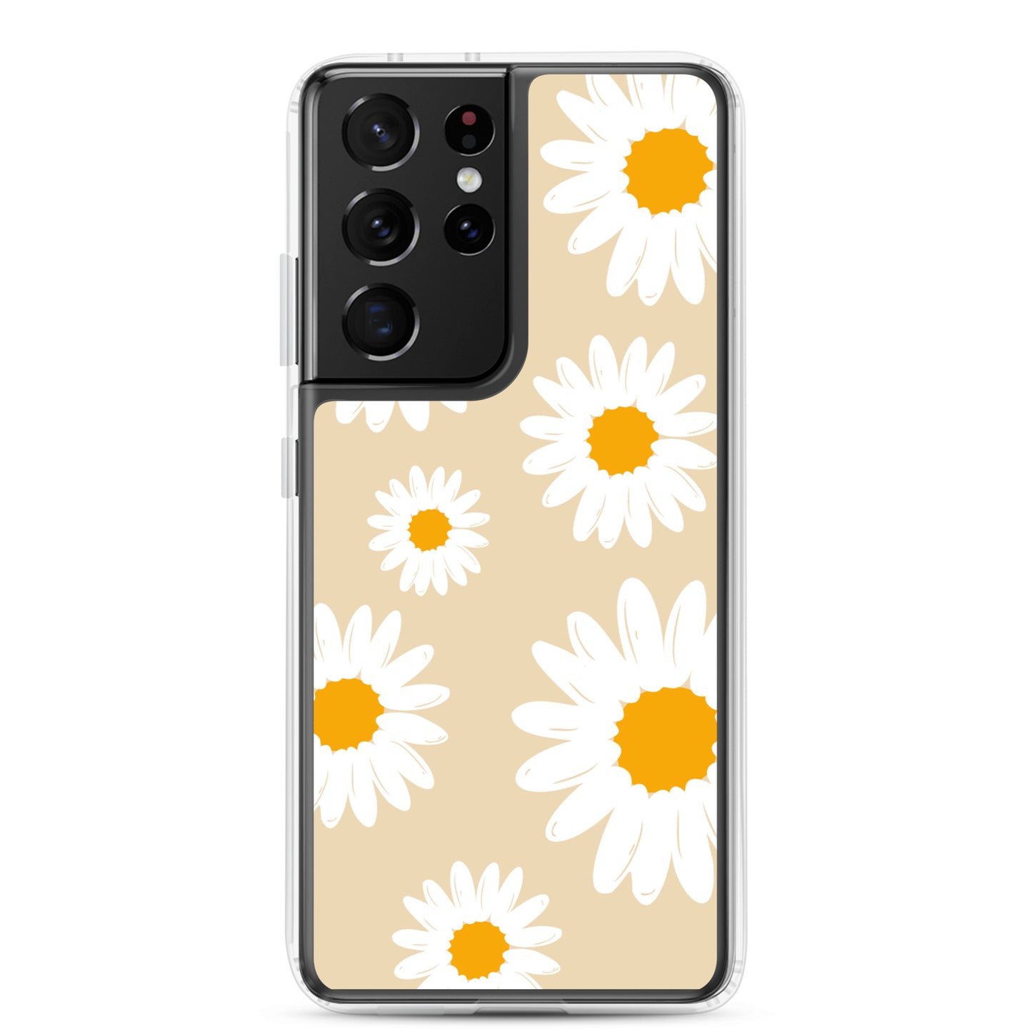 Abstract Samsung phone case daisies with sand colour