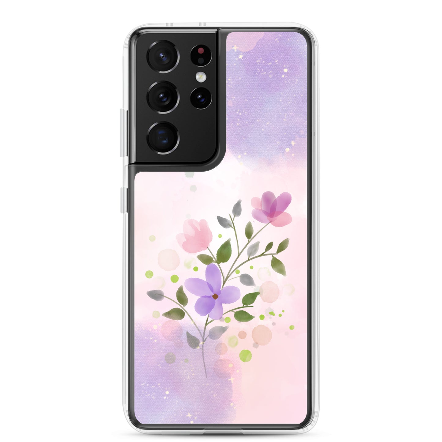 Abstract Samsung phone case flowers on pink and violet Bg