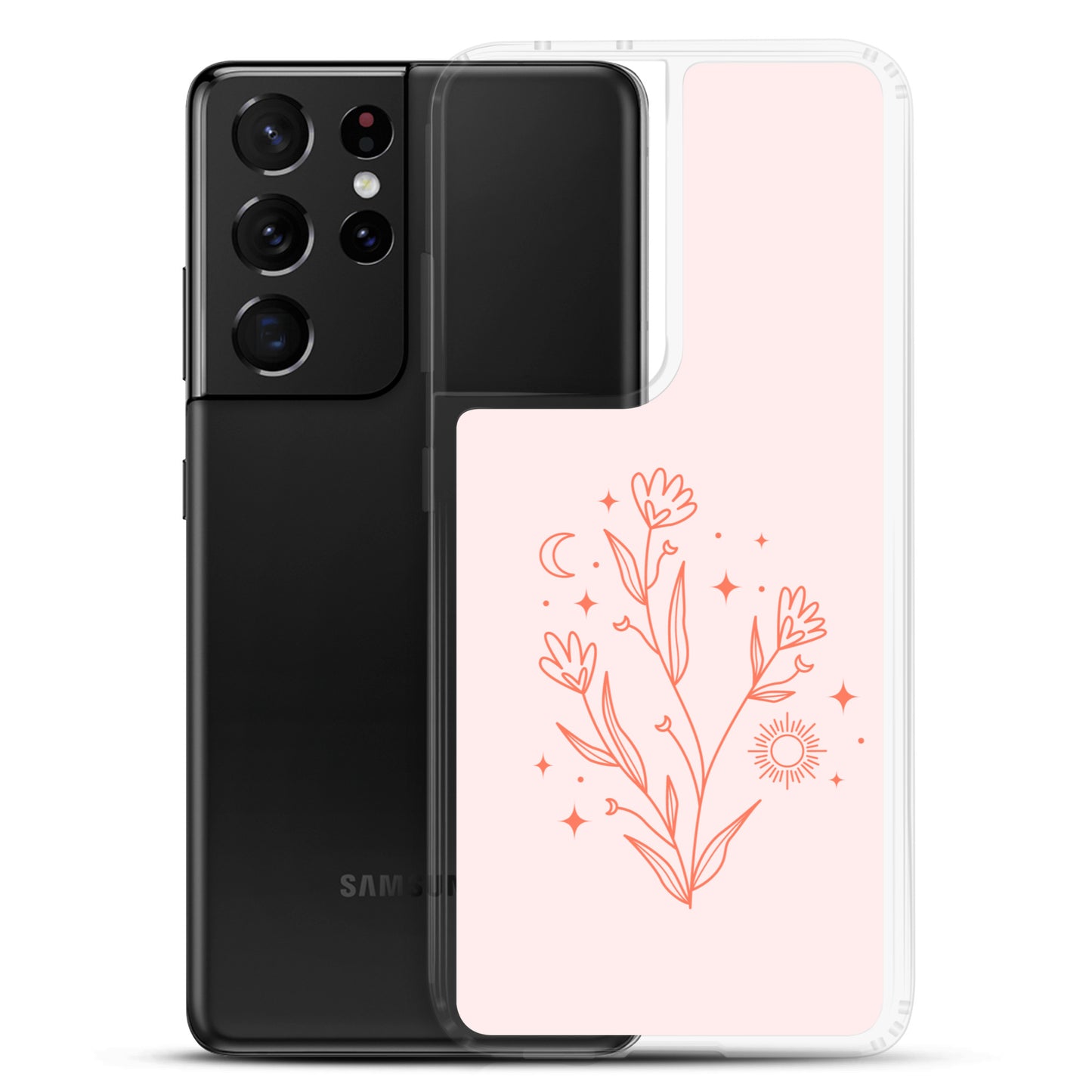 Abstract Samsung phone case pink flower