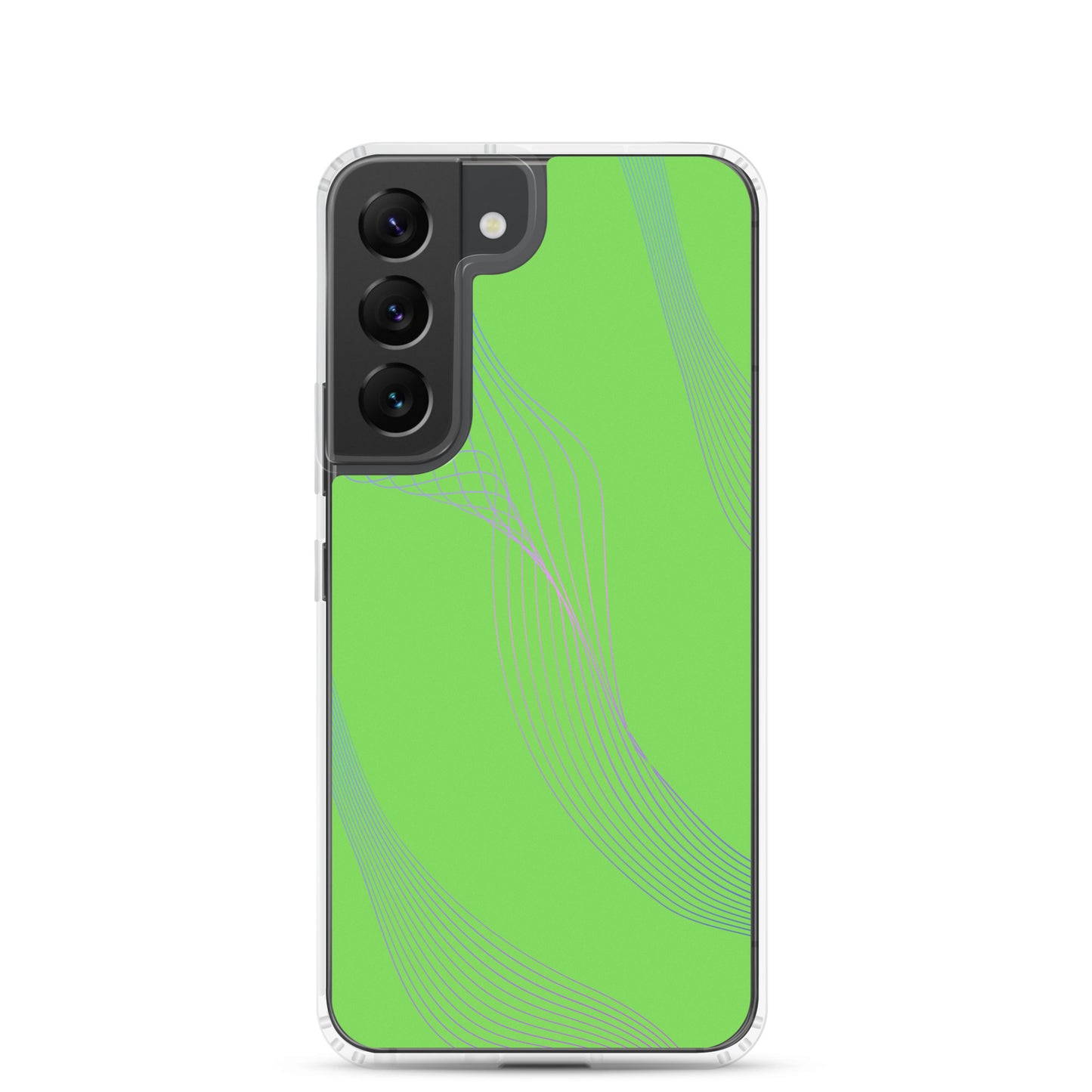 Abstract Samsung phone case lime green with blue and pink lines