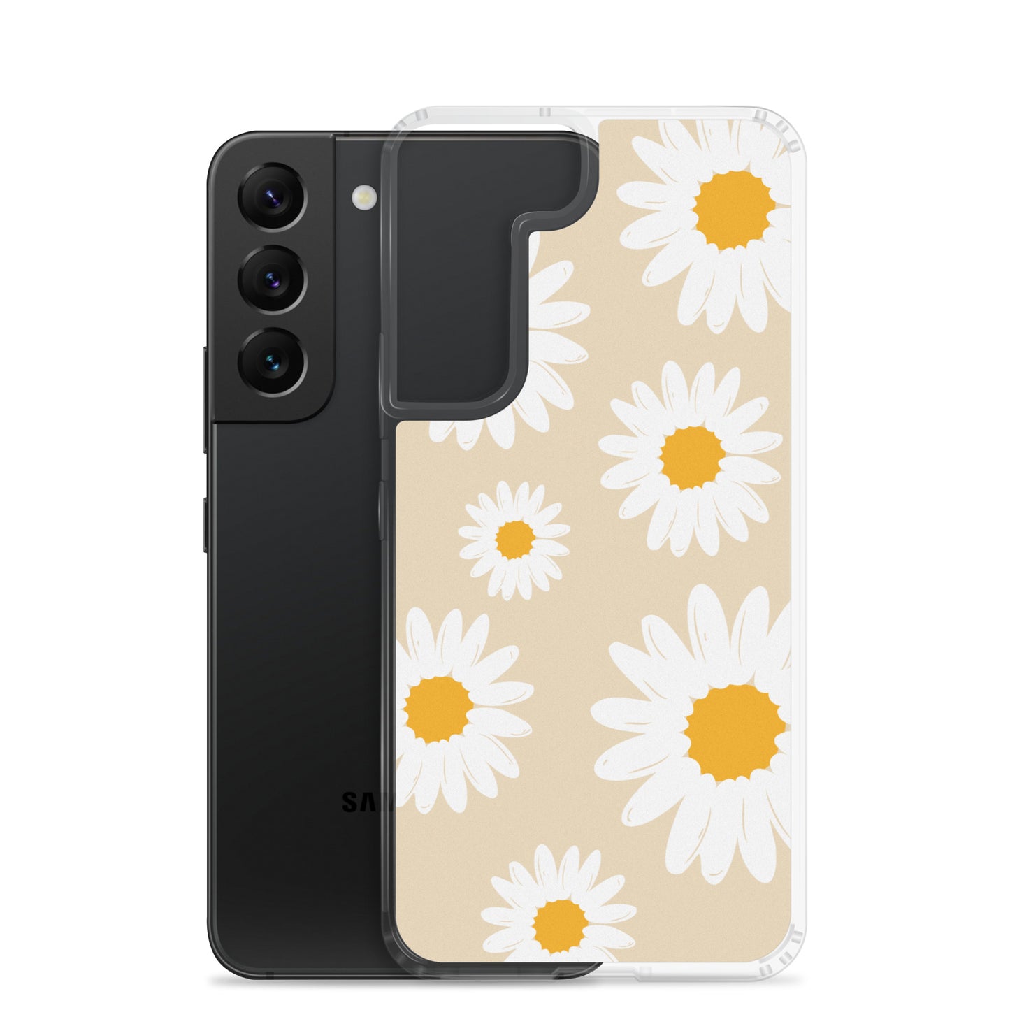 Abstract Samsung phone case daisies with sand colour