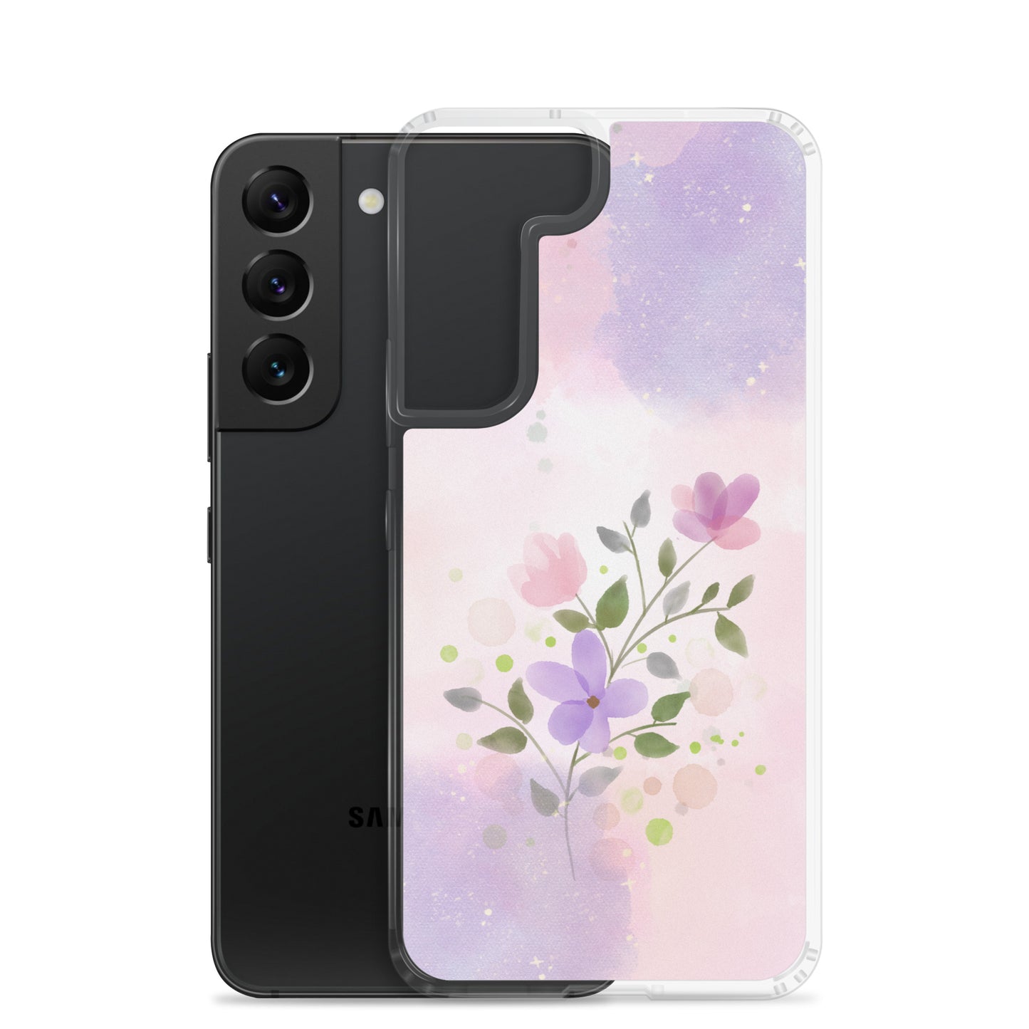 Abstract Samsung phone case flowers on pink and violet Bg