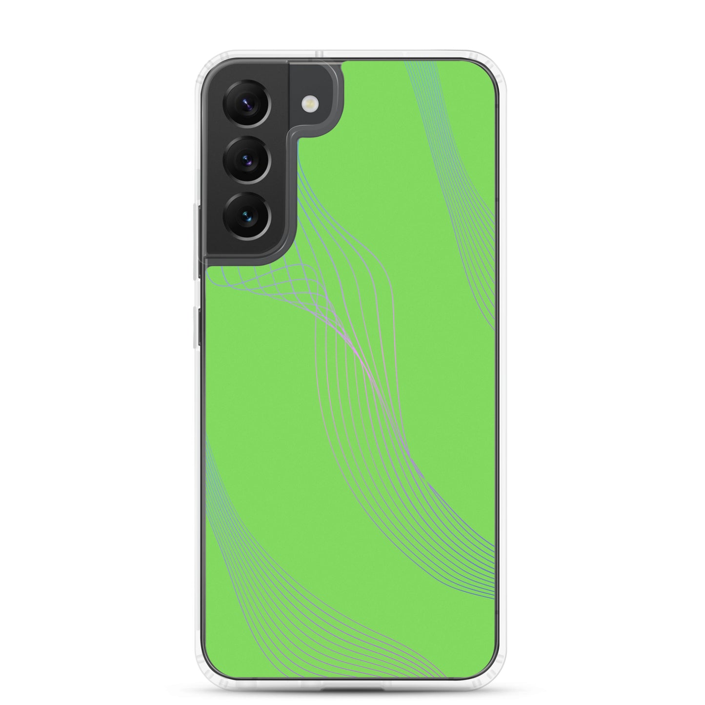 Abstract Samsung phone case lime green with blue and pink lines