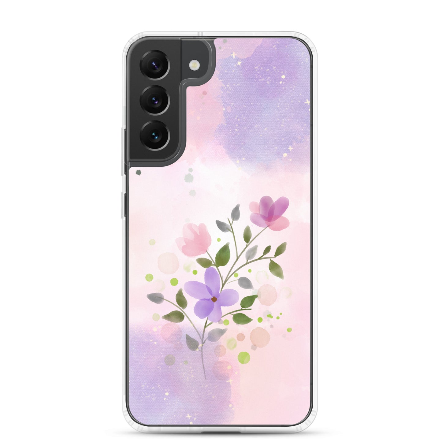 Abstract Samsung phone case flowers on pink and violet Bg