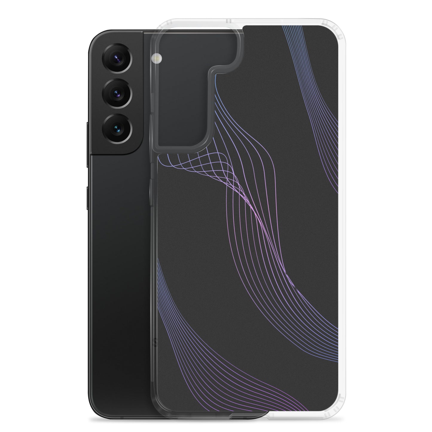 Abstract Samsung phone case black with blue/pink lines