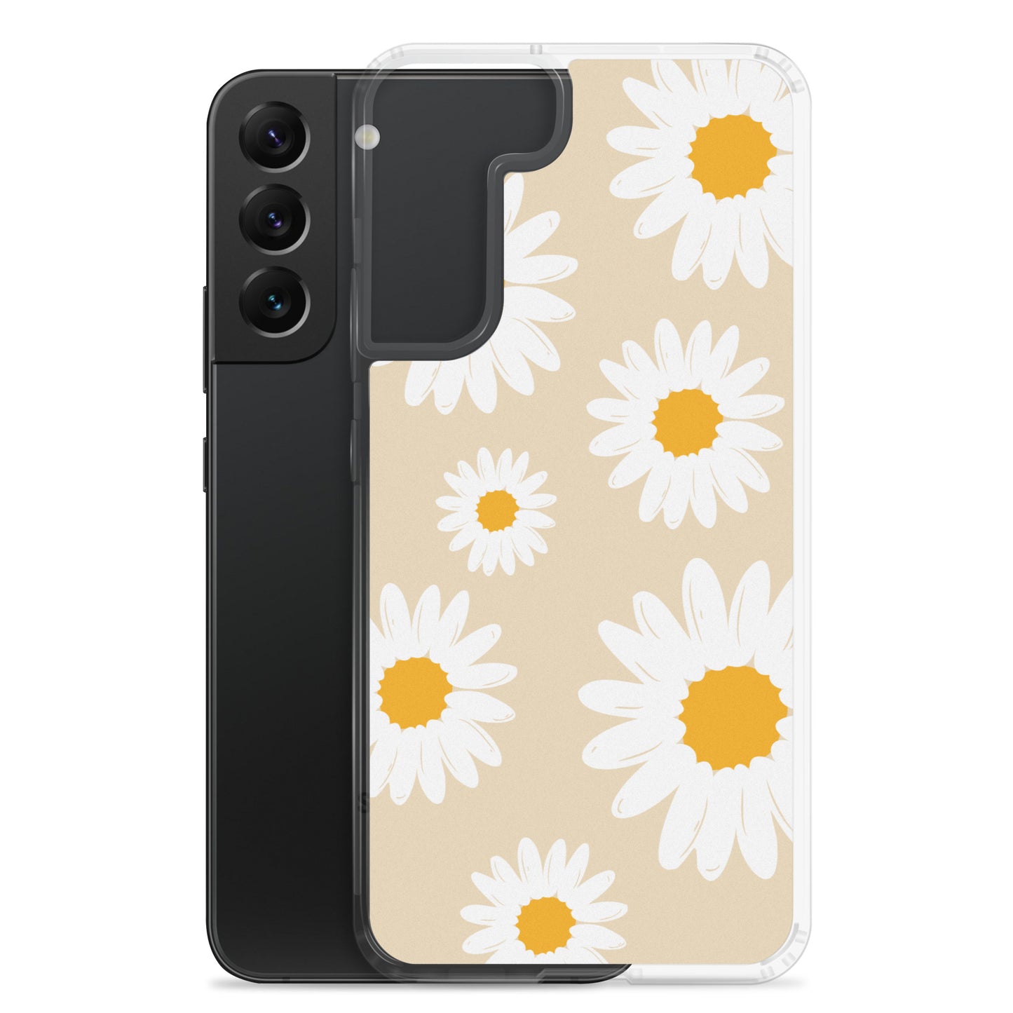 Abstract Samsung phone case daisies with sand colour