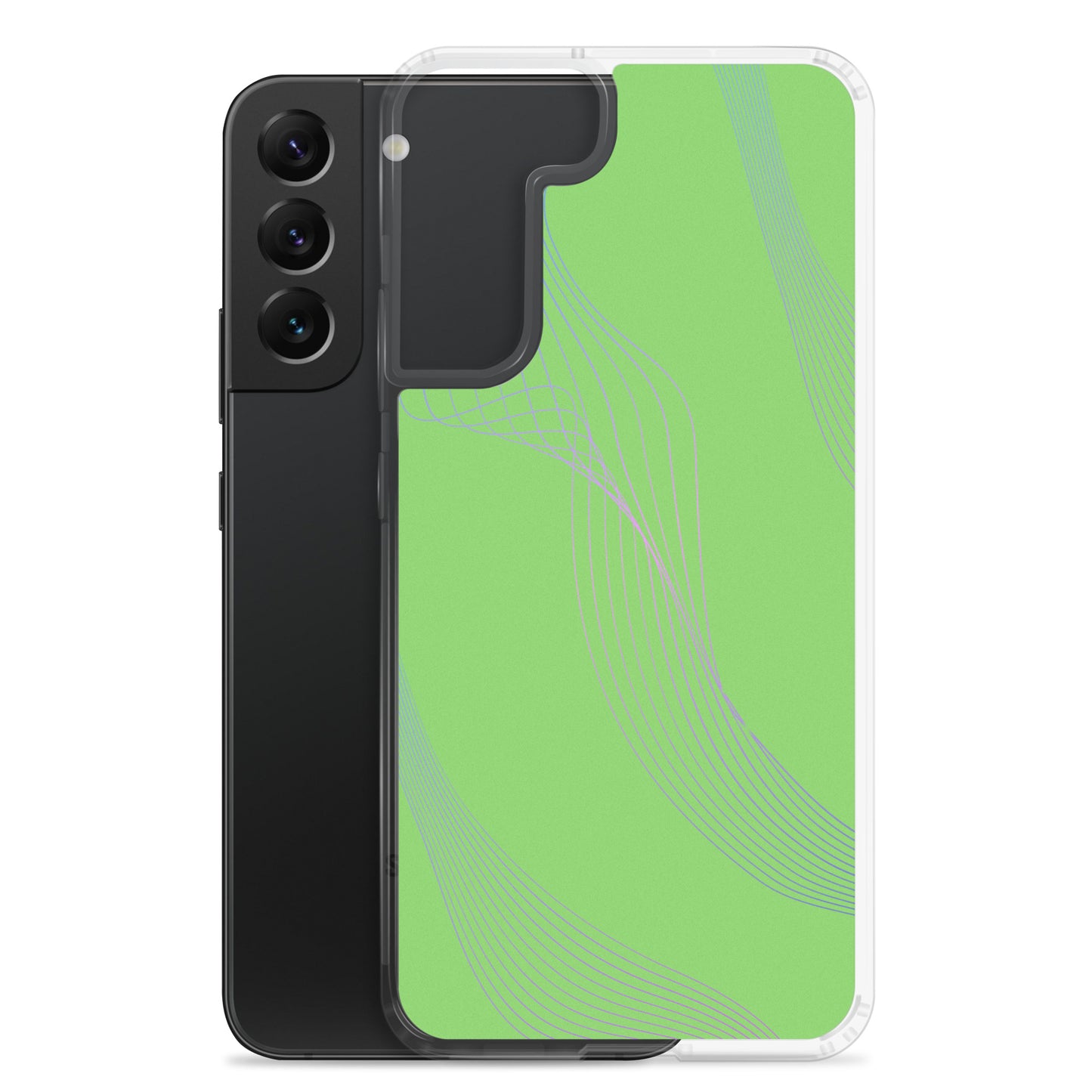 Abstract Samsung phone case lime green with blue and pink lines