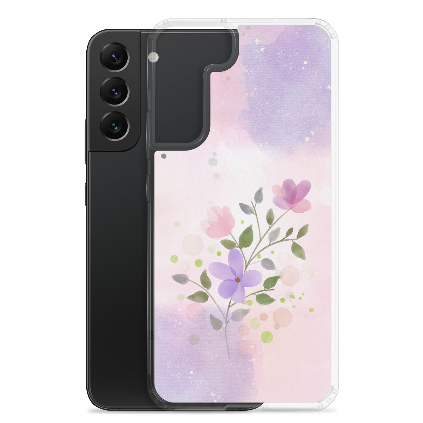 Abstract Samsung phone case flowers on pink and violet Bg