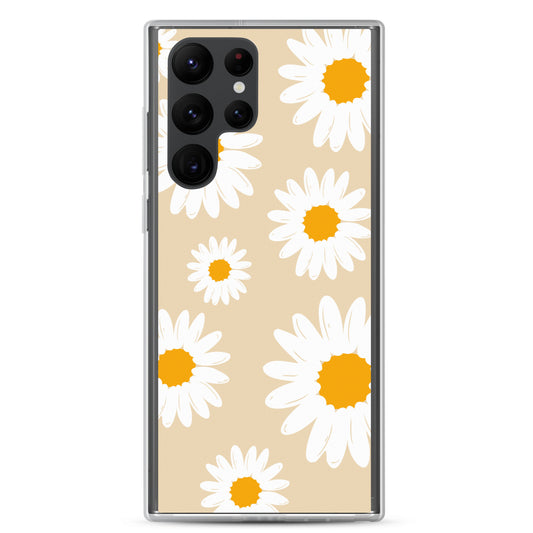 Abstract Samsung phone case daisies with sand colour