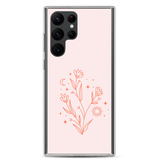 Abstract Samsung phone case pink flower