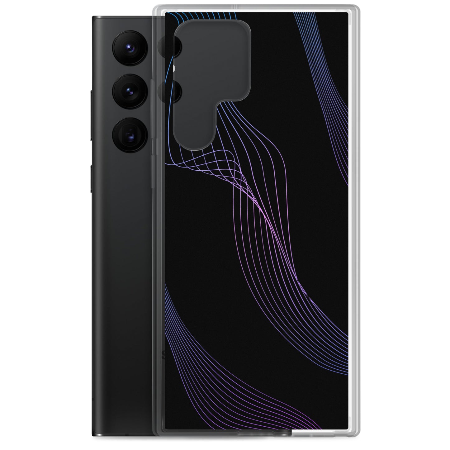 Abstract Samsung phone case black with blue/pink lines