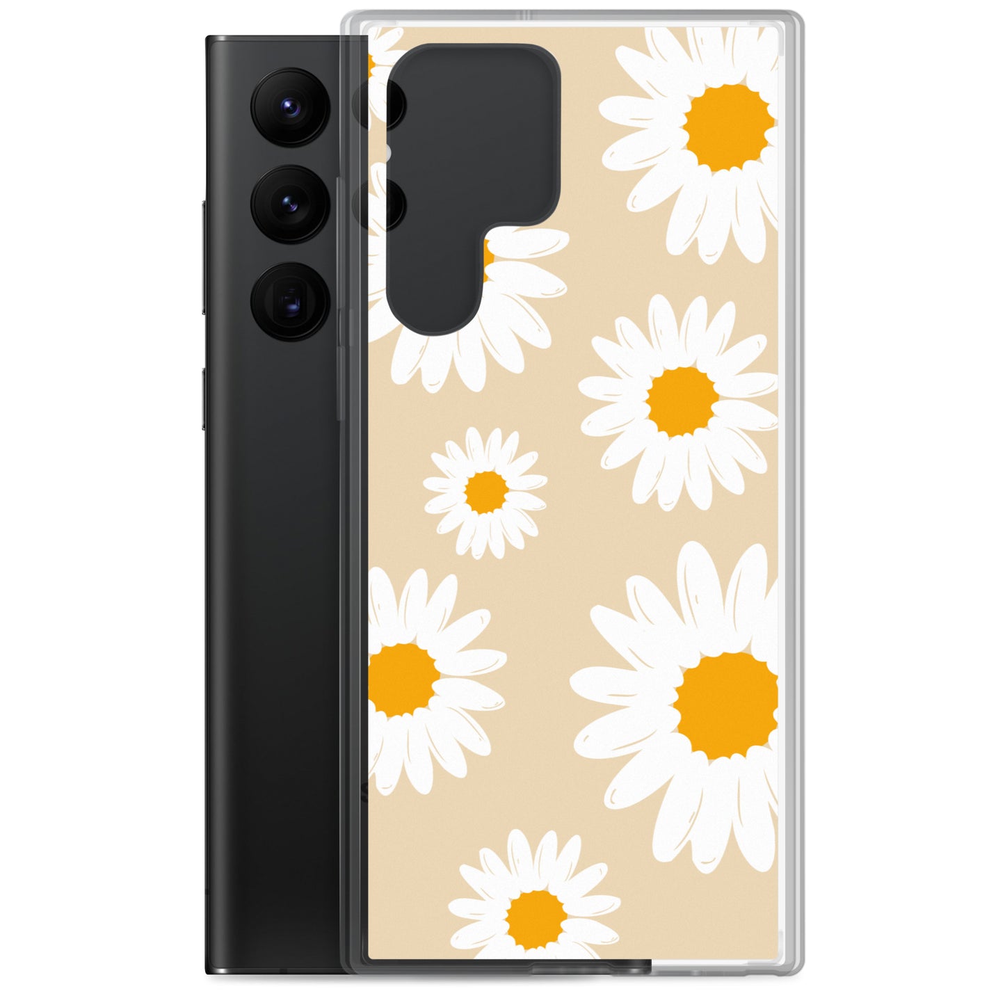 Abstract Samsung phone case daisies with sand colour