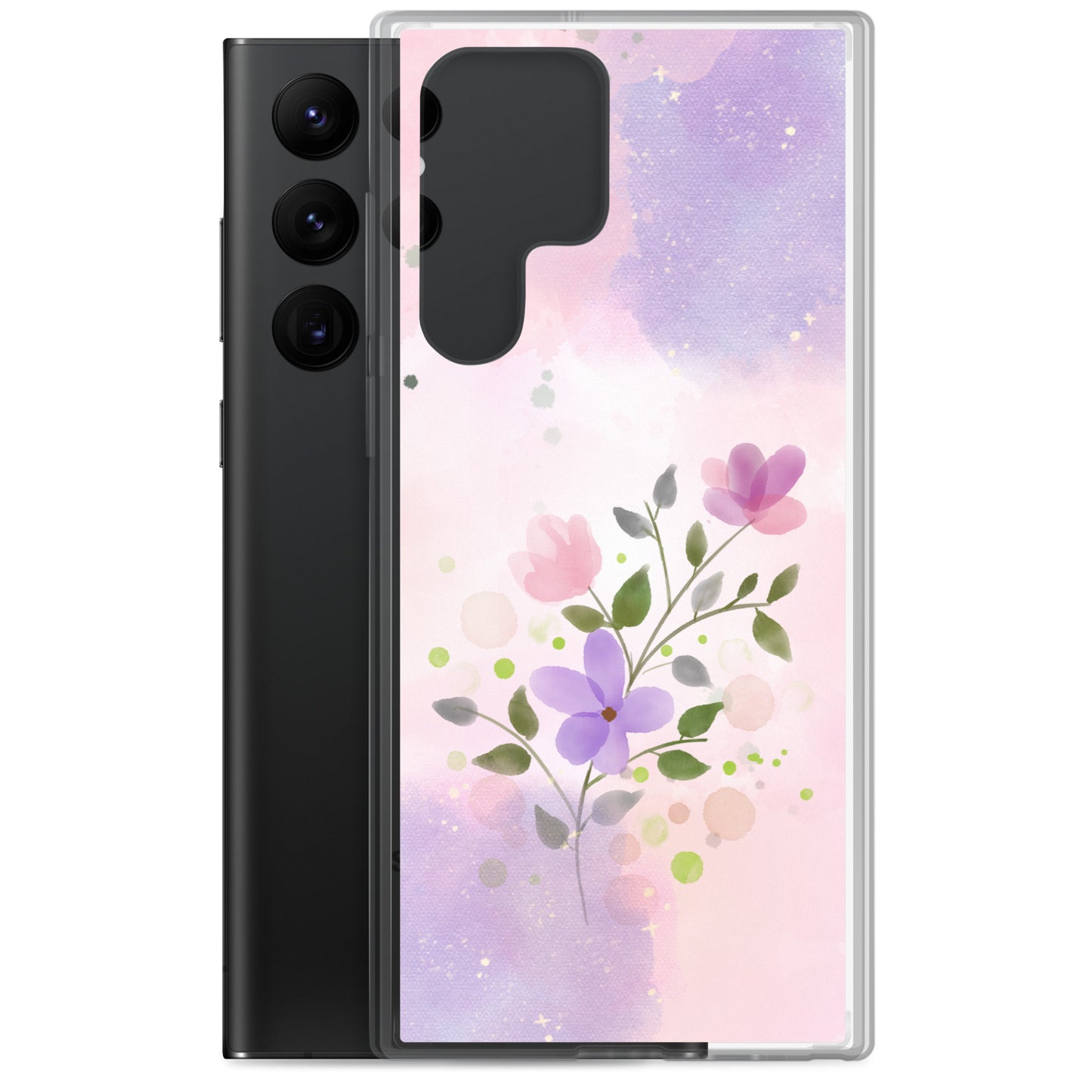 Abstract Samsung phone case flowers on pink and violet Bg