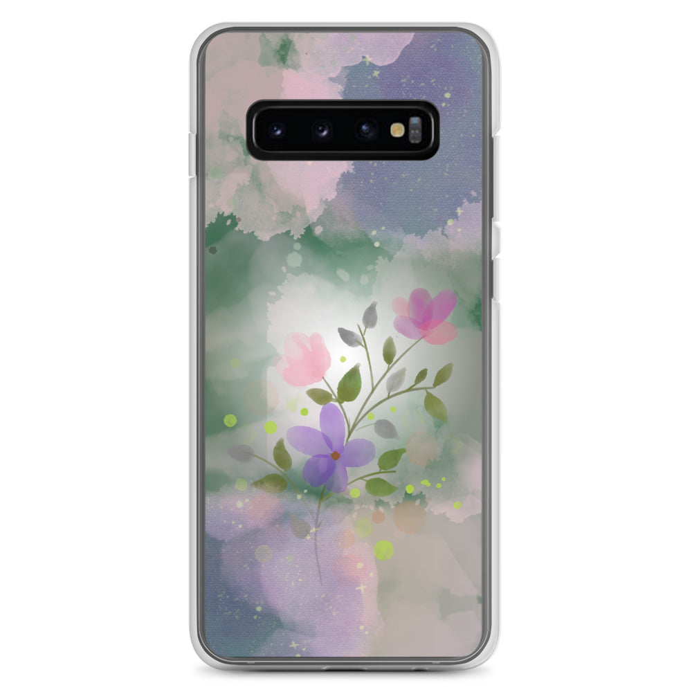 abstract Samsung phone case, flowers on mixed colour Bg